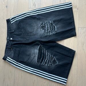 Black Distressed Denim Men Shorts